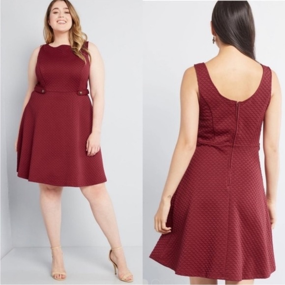 ModCloth sixties signature A-Line Dress Maroon Size 1X Retro Pin up - Picture 1 of 6